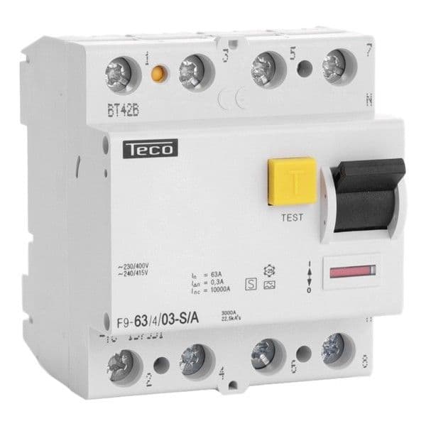 Interrupteur différentiel F9, 4 pôles, type S / A pouvoir de coupure 10kA vue 1