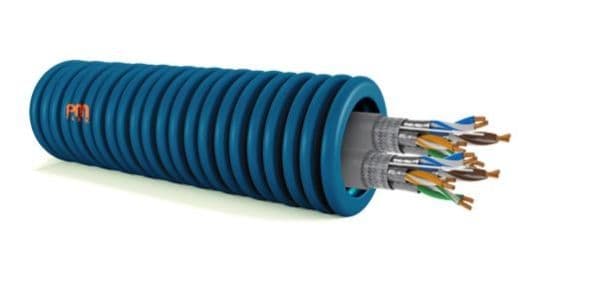 Tube précâblé avec 2 x SFTP cat7 diamètre 25mm full Lsoh en rouleau de 100m classe CPR: CCA s1d2a1 vue 1