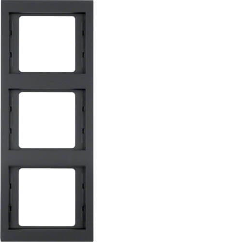 Plaque de recouvrement 3 postes pour montage vertical Berker K.1 Anthracite, mat vue 1
