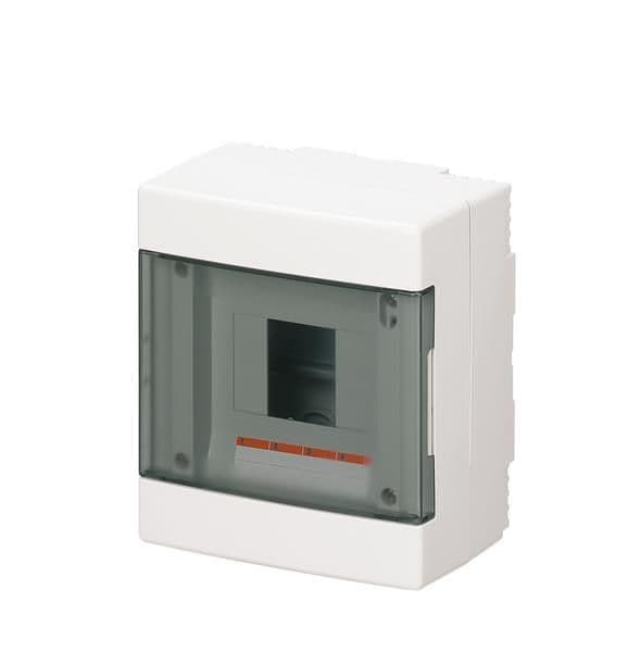 Coffret apparent 4 modules Blanc IP40 avec porte transparente dimensions 150 x 170 x 100mm vue 1