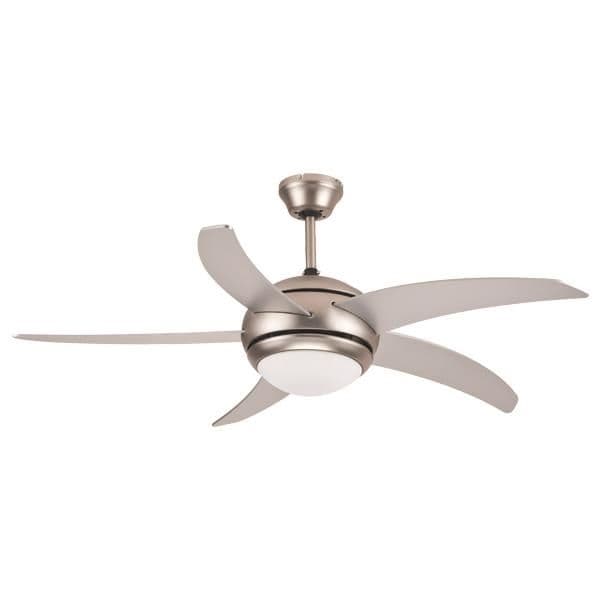 Ventilateur décoratif avec 1 lampe E27 Nickel mat avec contrôleur diamètre 120 70W vue 1