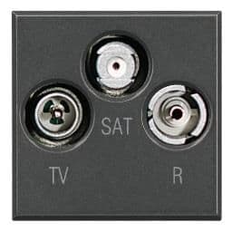 Axolute - prise TV / radio / Sat 2 modules sombre vue 1