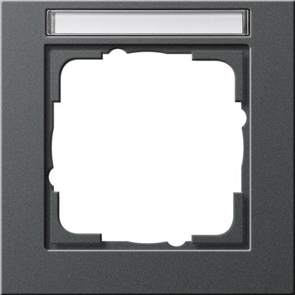 Cadre de finition Gira E2 avec zone d'inscription Anthracite vue 1