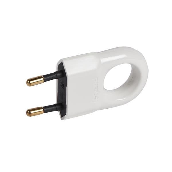 Fiche 2 pôles 2.5A - 250V plastique Blanc vue 1