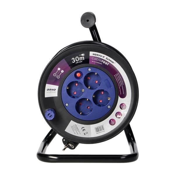 Enrouleur de câble avec 4 prises, 30m, Schuko PVC, H05VV-F 3 x 1.0mm² - 30m, 4 x 2 pôles + T (Schuko vue 1