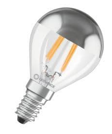 Lampe Led classique 31 miroir forme sphérique avec calotte miroitée s 4W 827 filament claire E14 vue 1