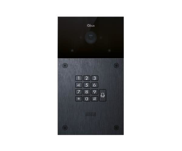 Poste extérieur Qbus SIP Alu Noir brossé, 1 bouton + clavier, IP65 (encastré / en saillie) vue 1