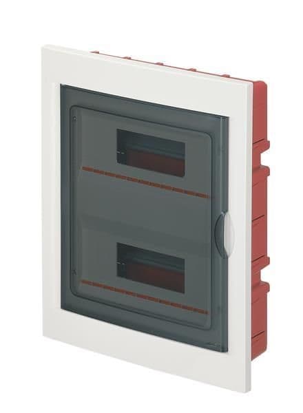 Coffret encastré Blanc 24 (2 x 12) modules avec porte fumée IP40 320 x 388 x 80mm l x h x p + kit vue 1