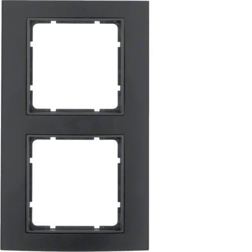 Plaque de recouvrement 2 postes Berker B.3 Alu, Noir / Anthracite vue 1