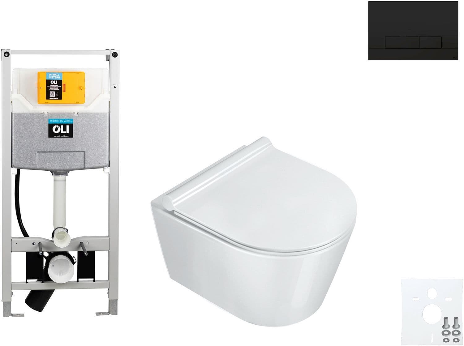 WALLFIX OLI WC SUSPENDU ZERO 46 CATALANO GLAM NOIR MAT vue 1