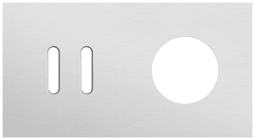 Plaque de recouvrement double, horizontale 71 mm d'entraxe, pour une fonction de commutation double et une fonction de prise de courant, Niko Rocker alu grey brushed vue 1