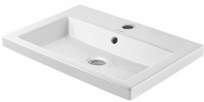 VASQUE A ENCASTRER 2ND FLOOR DURAVIT 600X430MM +TROU ROBINET/TROP-PLEIN BLANC vue 1