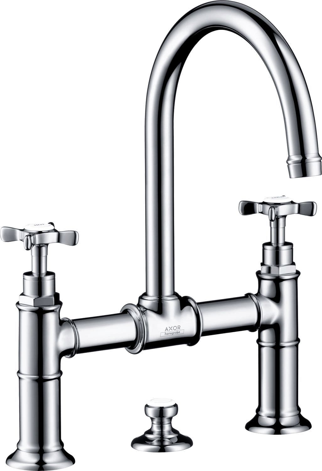 MELANGEUR LAVABO MONTREUX 220 AXOR MODELE A PONT VIDAGE AUTOMATIQUE NICKEL BROSSE vue 1