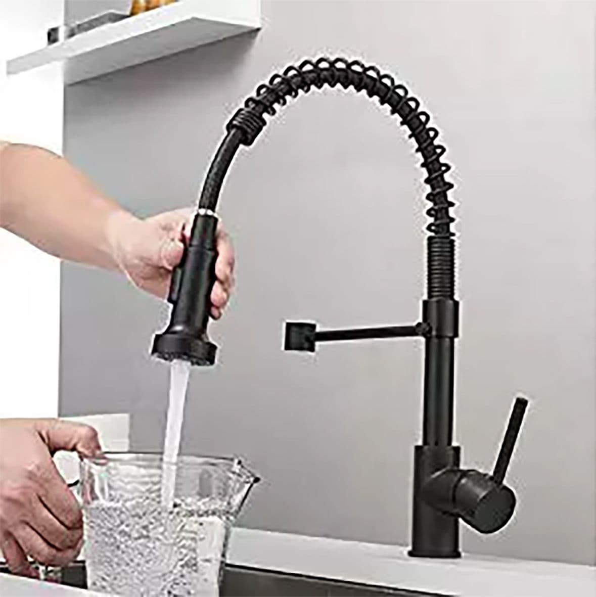 ALONI MITIGEUR DE CUISINE AVEC DOUCHETTE EXTRACTIBLE - NOIR MAT vue 1