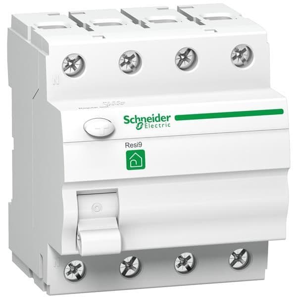 Resi9 interrupteur différentiel 4 pôles 63A sensibilité = 300mA instantané type A vue 1