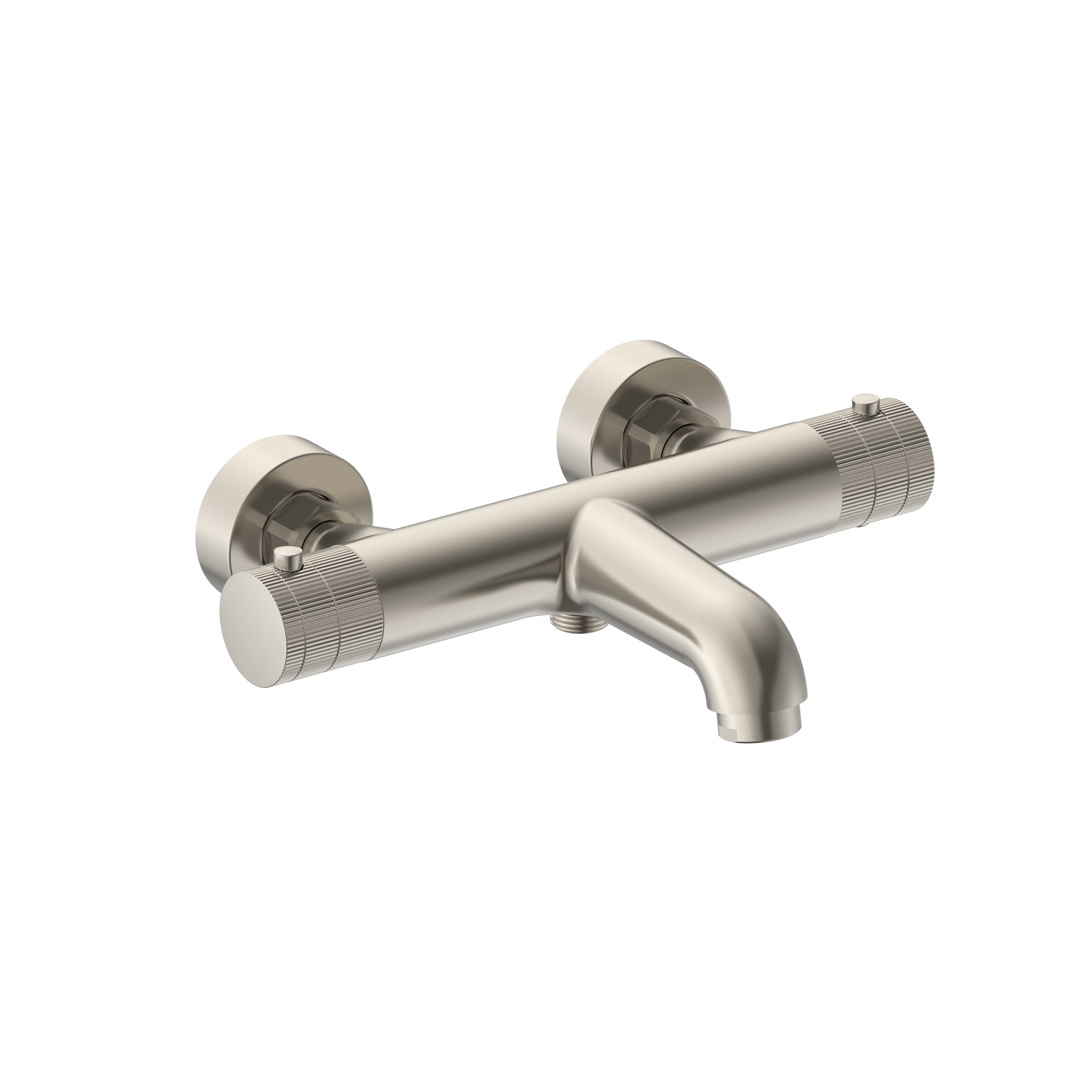 STRIA MITIGEUR DE BAIN – THERMOSTATIQUE – MONTAGE MURAL – BOUTONS AVEC FINITION STRIÉE - BELGAQUA - ACIER INOX BROSSÉ vue 1