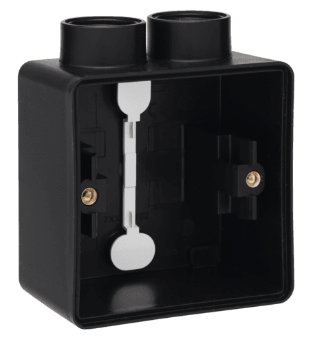 Boîte en saillie simple étanche aux projections d'eau avec une entrée M20 double pour une fonction, couleur noir vue 1