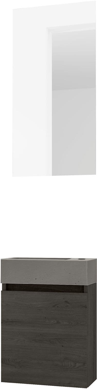 LAVE-MAINS FORM MINI BETON/ 1 PORT/MIROIR CHENE GRAPHIT vue 1