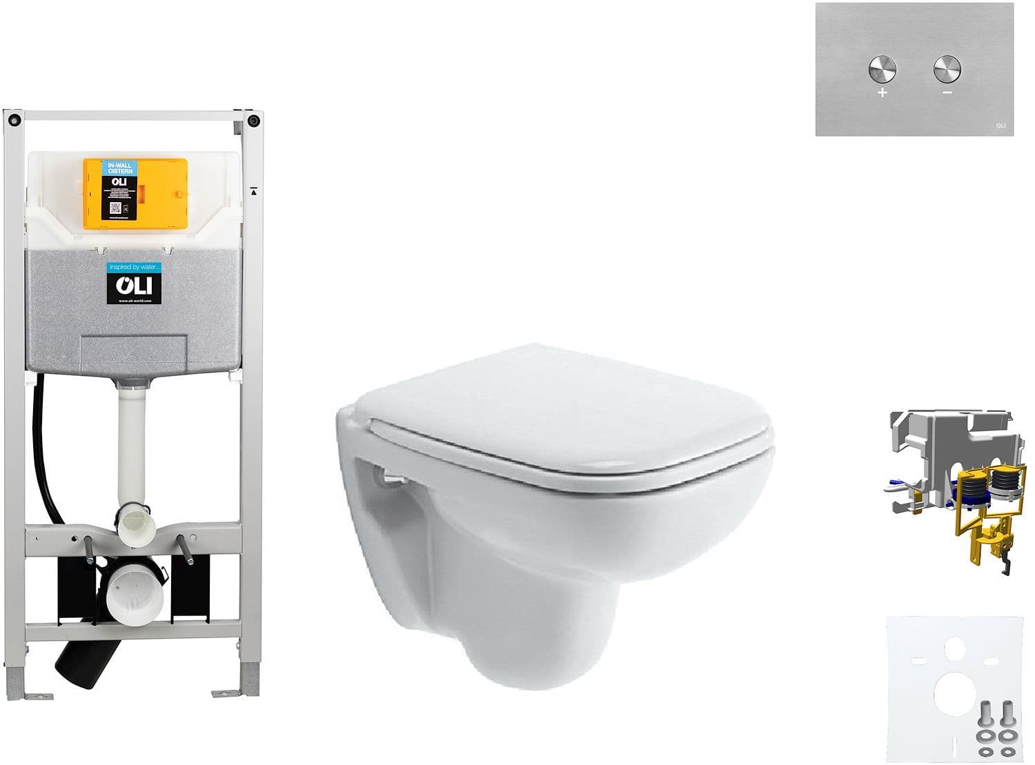 WALLFIX OLI WC SUSPENDU D-CODE COMPACT DURAVIT CODE BLINK INOX vue 1