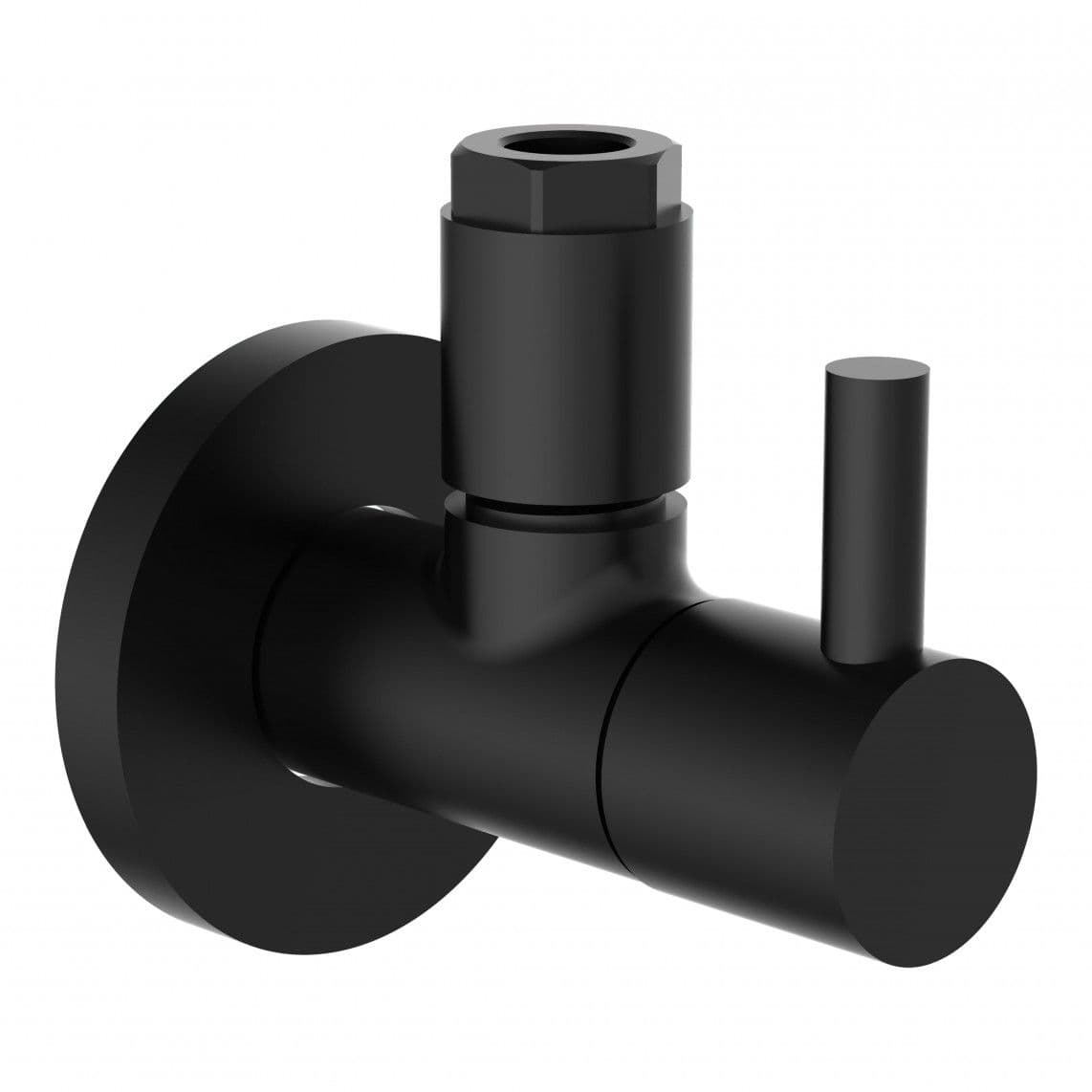 98166120 LT robinet d'équerre, 1/2" M x 10 mmQ, noir mat, avec rosace vue 1