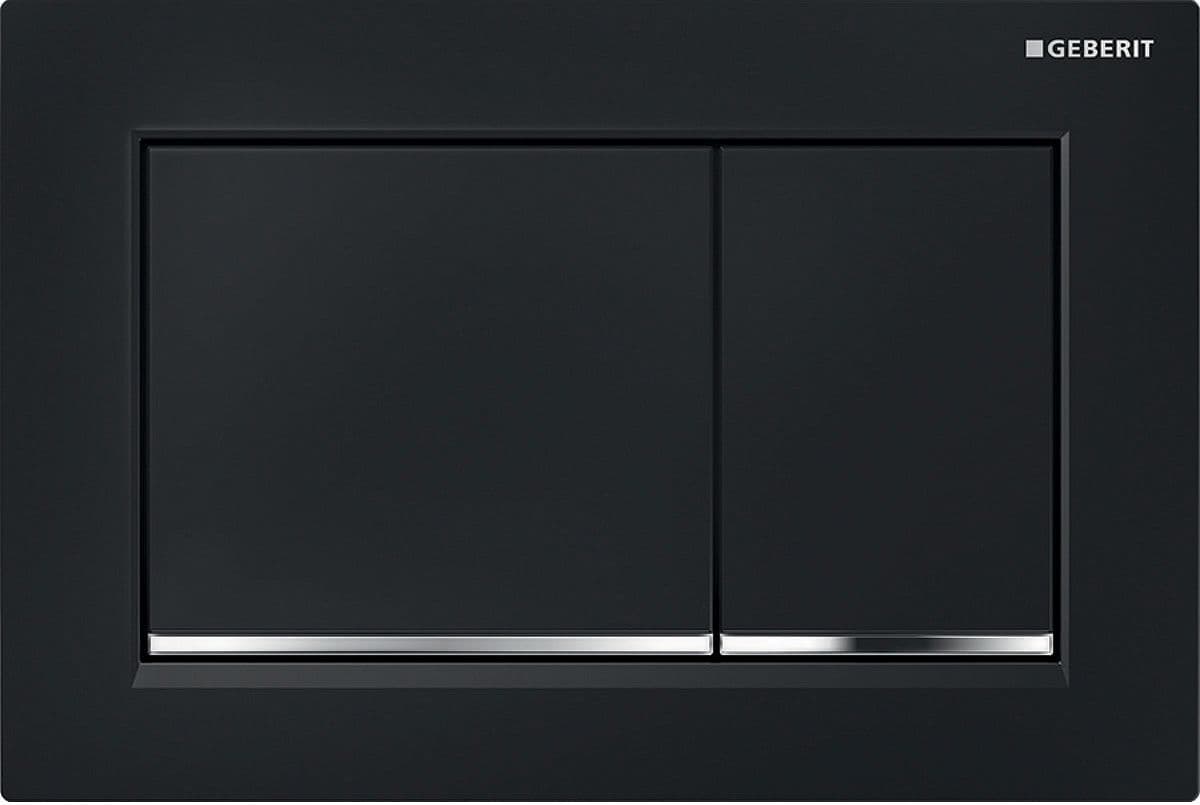 PLAQUE DE COMMANDE 2 TOUCHES OMEGA20 CARRE GEBERIT NOIR-CHROOM vue 1