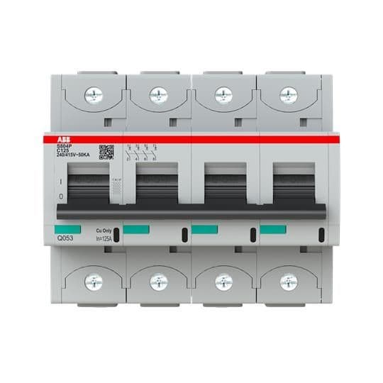 Disjoncteur modulaire 50kA S80 4 pôles 6 modules courbe C courant nominal 125A vue 1