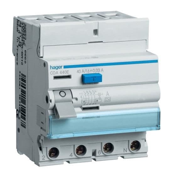Interrupteur différentiel 4 pôles 63A 30mA type A 4 modules vue 1
