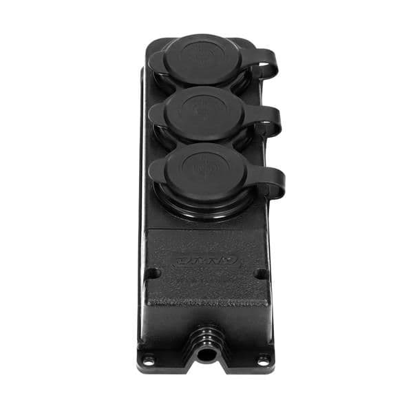 Prolongateur multiprise robuste, caoutchouc IP44, 3 prises, boîtier ignifugé, profil très bas 5cm vue 1