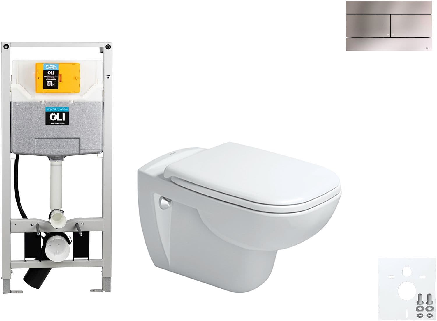 WALLFIX OLI WC SUSPENDU D-CODE DURAVIT CODE SOFT-CLOSE SLIM INOX vue 1