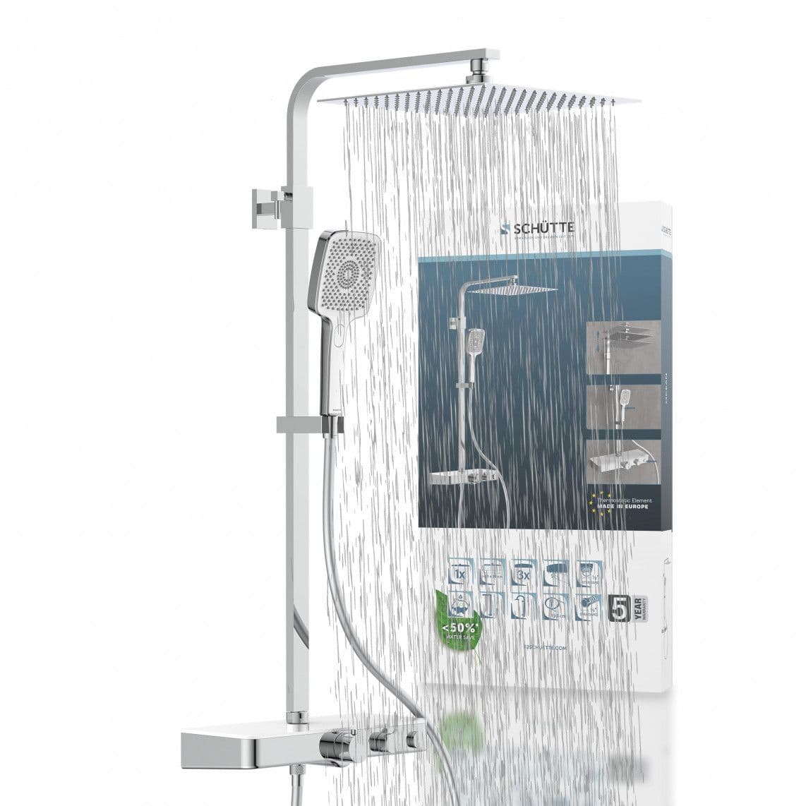 60530 OCEAN Set douche de pluie avec Mitigeur thermostatique, chromé/blanc, avec tablette vue 1