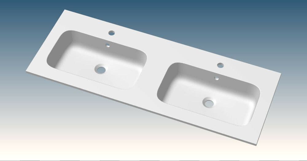 Van Marcke Paco tablette avec 2lavabo 2 trous 1200x15x460mm blanc brillant vue 1