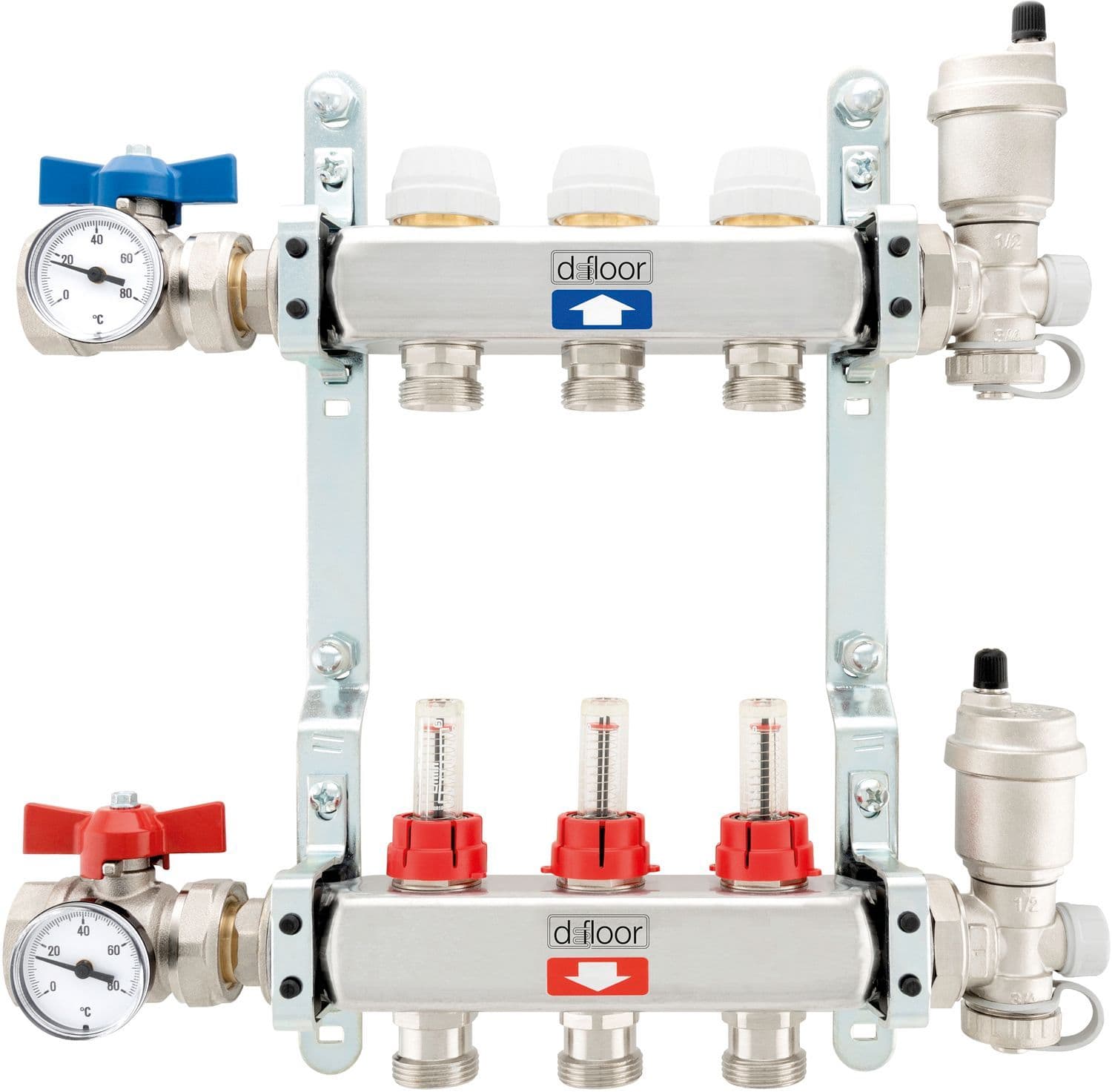 KIT COLLECTEURS INOX COMPLET CHAUFFAGE SOL D-FLOOR 3 CIRCUITS 3/4" EUROCONE vue 1