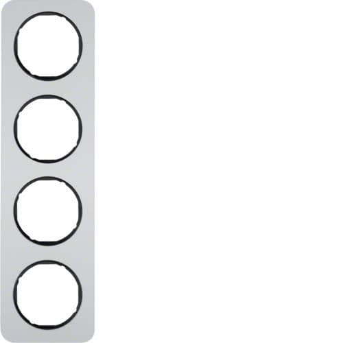 Plaque de recouvrement 4 postes Berker R.1 Alu / Noir vue 1