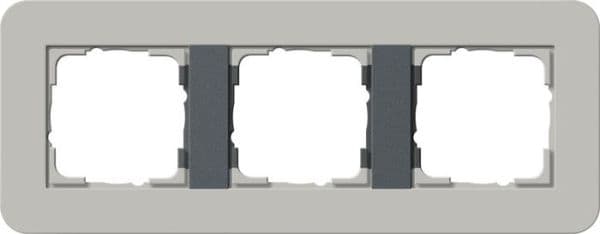 Cadre de finition Gira E3 Soft-Touch Gris avec cadre de support Anthracite Soft-Touch Gris avec vue 1