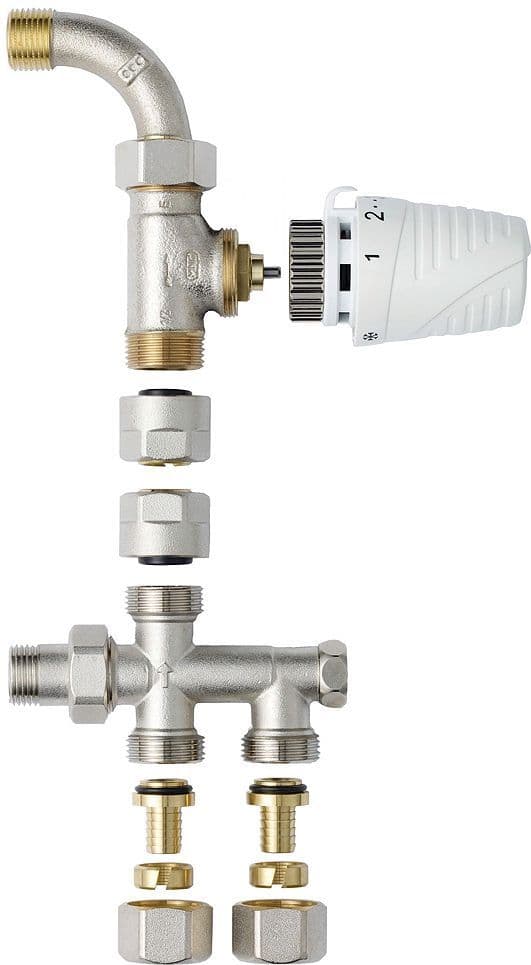 COMBINAISON DE RACCORD BITUBE THERMOSTATIQUE HONEYWELL DROIT+COURBE 1/2" vue 1