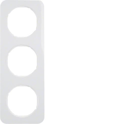 Plaque de recouvrement 3 postes Berker R.1 Blanc polaire, brillant vue 1