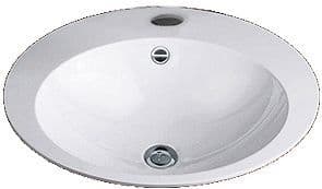 VASQUE A ENCASTRER EB.0500H 500X400MM +TROU ROBINET/TROP-PLEIN BLANC vue 1