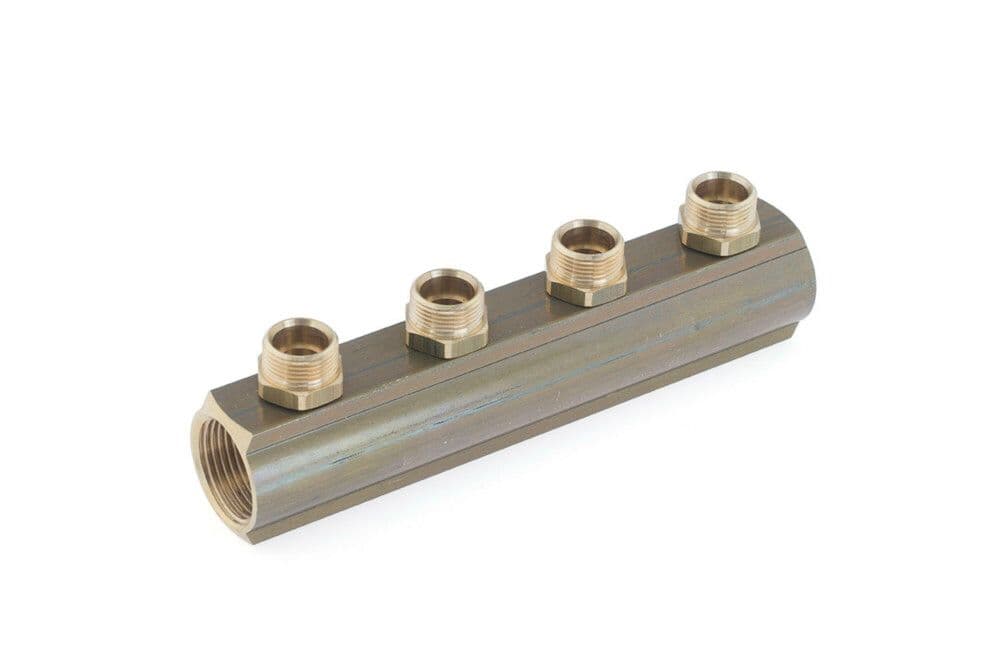SYSTEMPEX collecteur 4/4"FF sortie M22 nipples prémontés 4 circuits vue 1