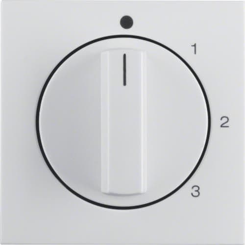 Enjoliveur avec bouton rotatif pour interrupteur 3 paliers avec position 0 S.1 / B.3 / B.7 Blanc p vue 1