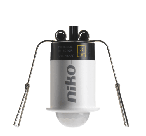 Détecteur de présence, Niko Home Control, 9,5 m, IP65, mini, pour montage encastré, couleur blanc & noir vue 1