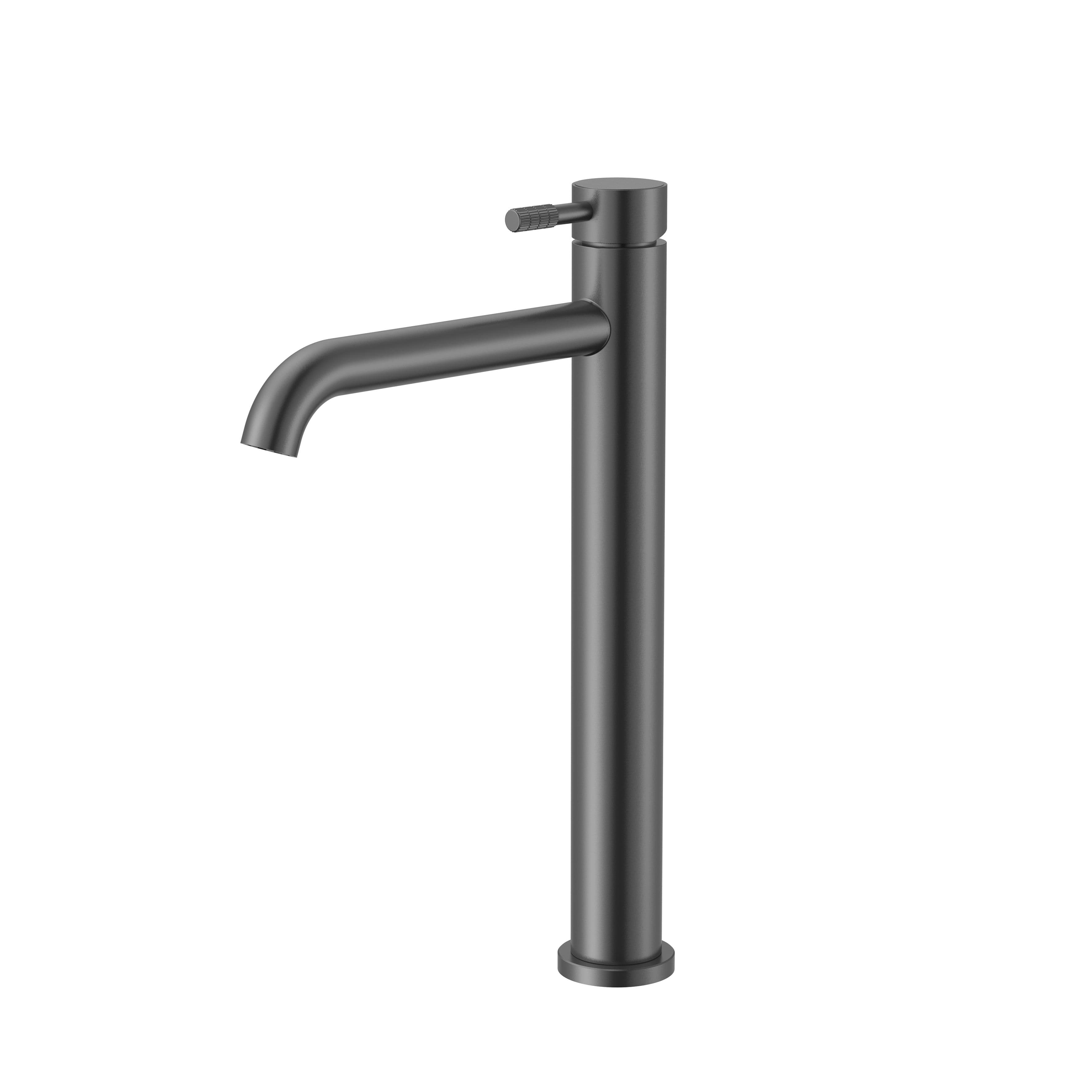 STRIA MITIGEUR LAVABO HAUT – DÉMARRAGE À FROID – POIGNÉE AVEC STRUCTURE STRIÉE RAFFINÉE – SANS BONDE – GUNMETAL (PVD) vue 1
