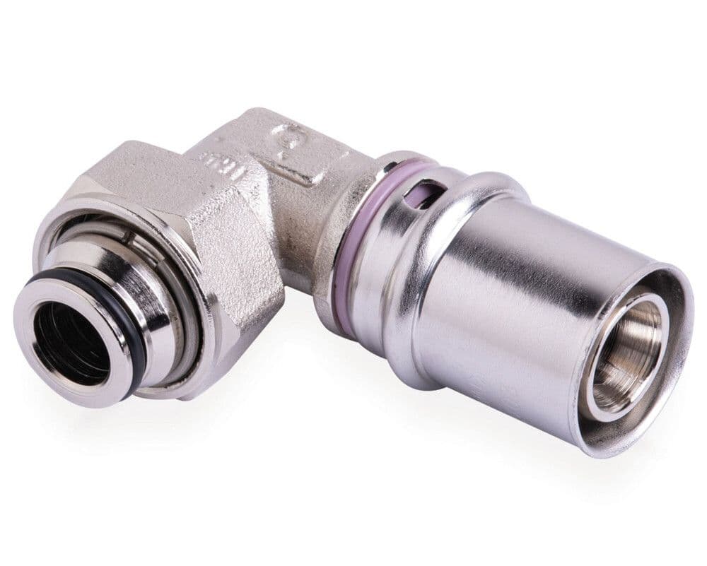 SYSTEMPEX coude 90° tube alu raccord à sertir nicklé 20-M22 vue 1