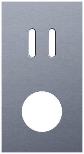 Plaque de recouvrement double, verticale 71 mm d'entraxe, pour une fonction de commutation double et une fonction de prise de courant, Niko Rocker alu blue grey brushed vue 1