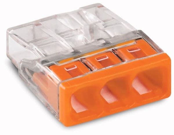 Borne pour boîtes de dérivation COM borne pour 3 conducteurs couleur du boîtier transparent, Orange vue 1