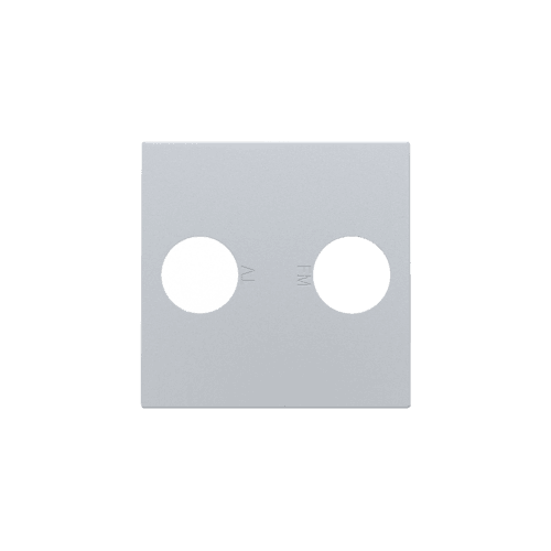 Set de finition avec 2 connexions coaxiales simples pour TV et FM, couleur sterling coated vue 1