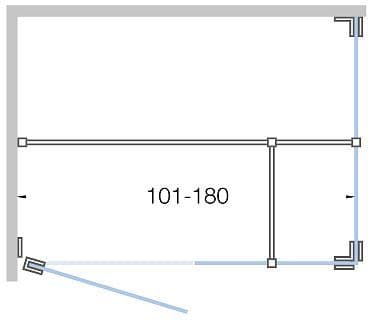 PORTE PIVOTANTE AVEC PAROI ANNEXE+PAROI LATERALE CLOSE <180CM H 200CM CHROME-CLAIR vue 1