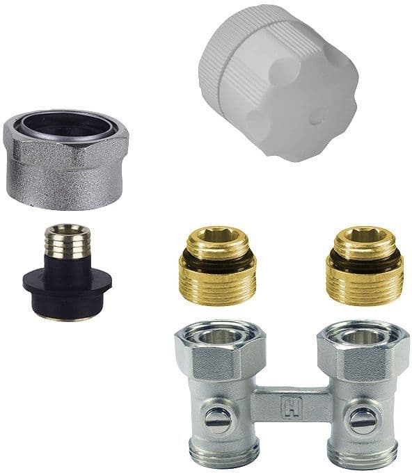 KIT DE ROBINET MANUEL POUR RADIATEUR UNIVERSAL INTEGRA 1/2" OU 3/4" RACCORDS 16MM HONEYWELL DROITE vue 1