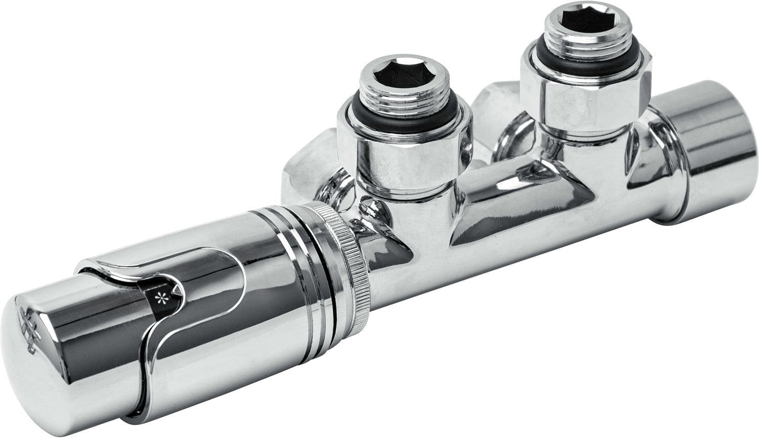 D-DESIGN KIT DE ROBINET RADIATEUR THERMOSTATIQUE BITUBE/MONOTUBE +RACCORD 16MM EQUERRE CHROME vue 1