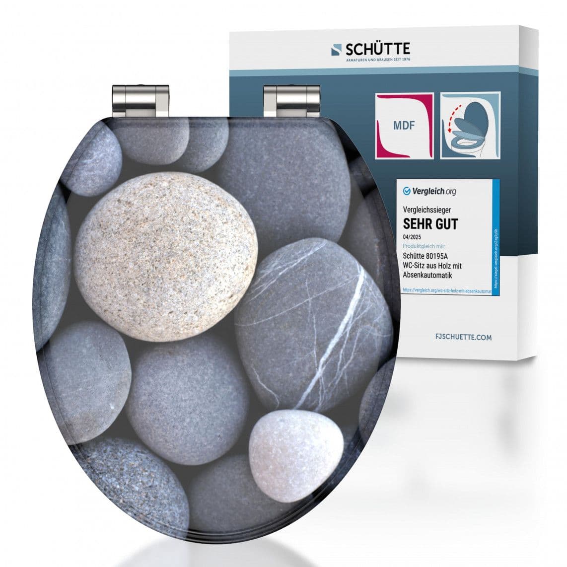 80130 abattant WC en MDF GREY STONES, avec frein de chute vue 1