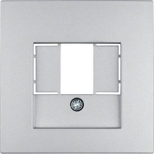 Enjoliveur pour prise informatique et connexions haut - parleurs Berker S.1 / B.3 / B.7 Alu, mat vue 1